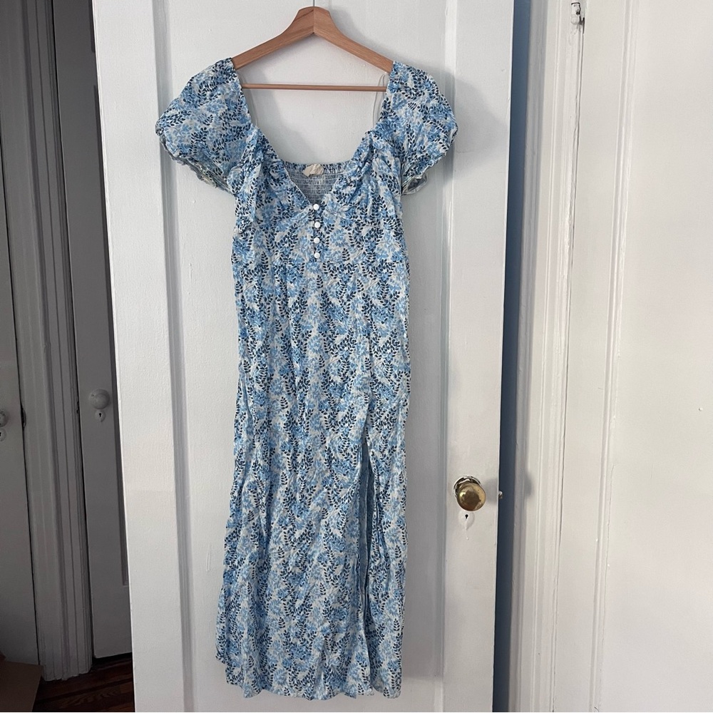 Urban Outfitters Blue Midi dress low v